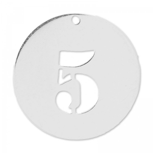 Number 5 Sterling silver charm 20mm x1