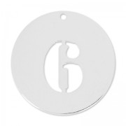 Number 6 Sterling silver charm 20mm x1|raw }}