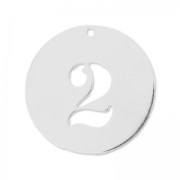 Number 2 Sterling silver charm 12mm x1