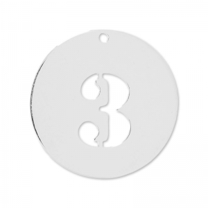Number 3 Sterling silver charm 12mm x1