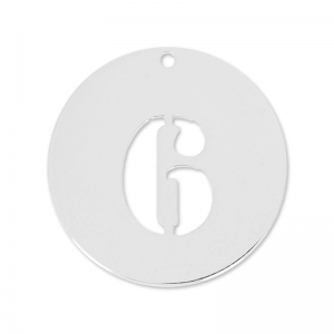 Number 6 Sterling silver charm 12mm x1