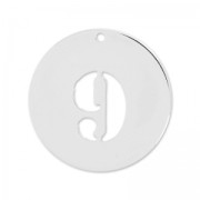 Number 9 Sterling silver charm 12mm x1|raw }}