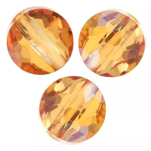 6mm Flat round beads - Thin Round PureCrystal 5034 - Dark Orange x6