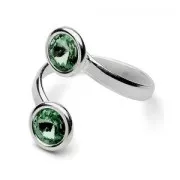 Double ring cabochon PureCrystal 1122 6 mm 925 Silver x1