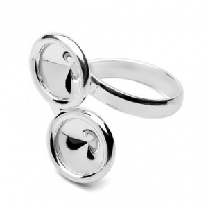 Double ring cabochon PureCrystal 1122 8 mm 925 Silver x1
