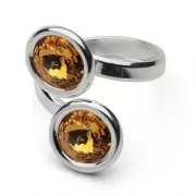 Double ring cabochon PureCrystal 1122 8 mm 925 Silver x1