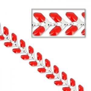 Epoxy resin herringbone chain 6.3 mm Silver red x 20cm