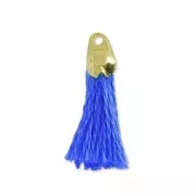 Cotton Pompon 15 mm Blue/Gold tone HQ x1