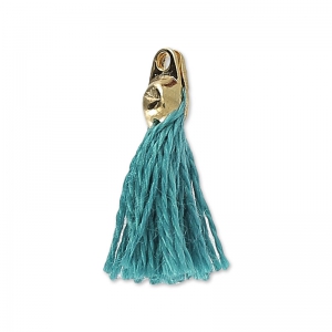 Cotton Pompon 15 mm peacock blue - Fine Gold Plated x1