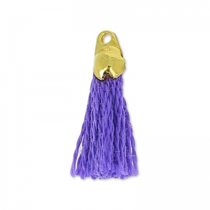 Cotton Pompon 15 mm Violet/Gold tone HQ x1