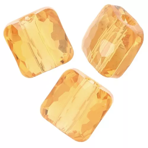 Square beads 6 mm - Fantasy Square PureCrystal 5035 - Light Topaz x6