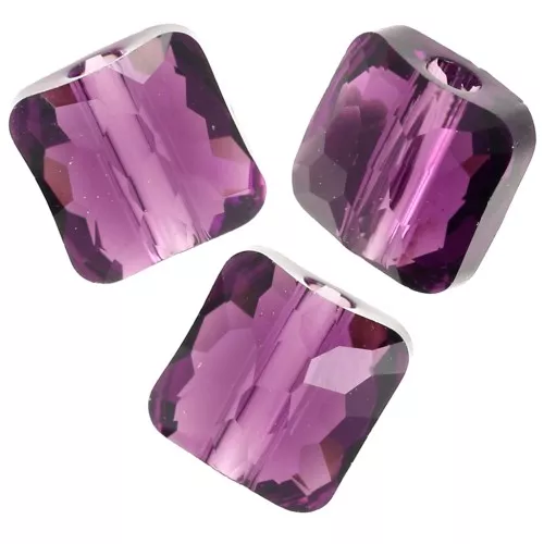 Square beads 6 mm - Fantasy Square PureCrystal 5035 - Amethyst x6