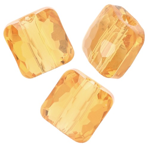 Square bead 8 mm - Fantasy Square PureCrystal 5035 - Light Topaz x1