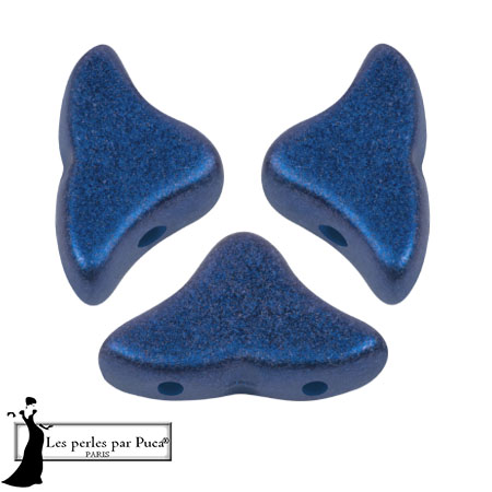 Helios® glass beads by Puca® 6x10mm - Caribbean Blue Metallic Mat x10g