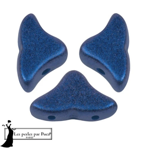 Helios® glass beads by Puca® 6x10mm - Caribbean Blue Metallic Mat x10g
