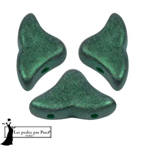 Helios® glass beads by Puca® 6x10mm - Green Forest Metallic Mat x10g