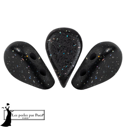 5x8mm Glass beads Amos® by Puca® - Black Constellation x10g