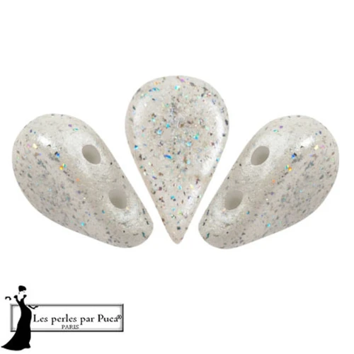 5x8mm Glass beads Amos® by Puca® - White Constellation x10g