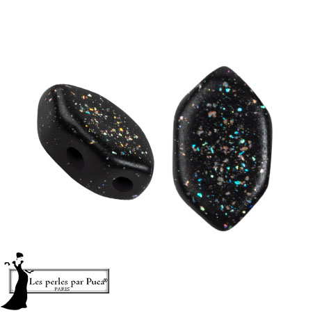 Glass beads Paros® by Puca® 7x4 mm - Black Constellation x10g