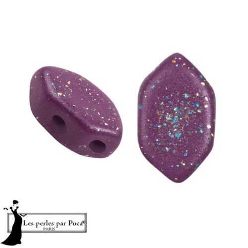Glass beads Paros® by Puca® 7x4 mm - Dark Magenta Constellation x10g