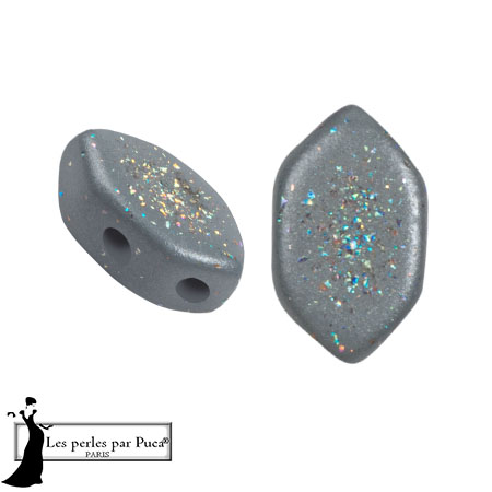 Glass beads Paros® by Puca® 7x4 mm - Gray Constellation x10g