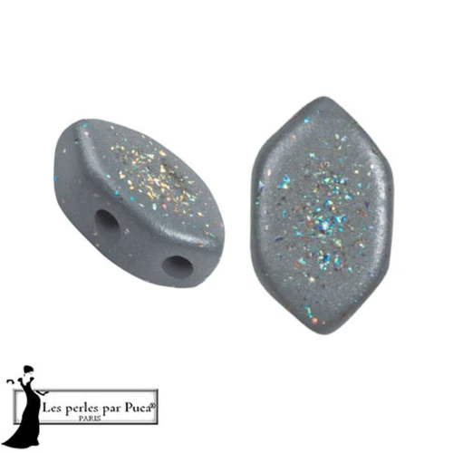 Glass beads Paros® by Puca® 7x4 mm - Gray Constellation x10g