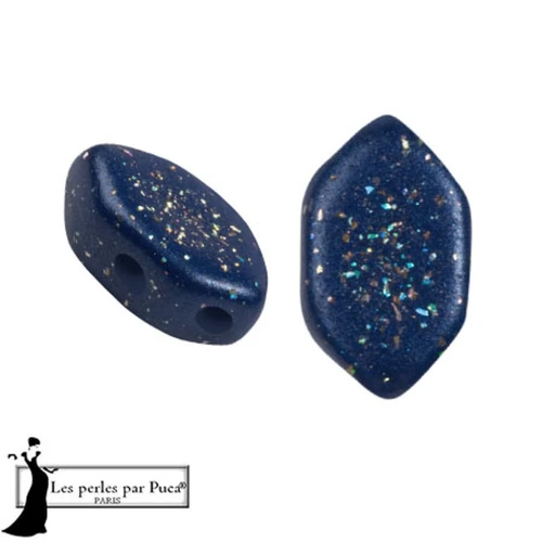 Glass beads Paros® by Puca® 7x4 mm - Night Blue Constellation x10g