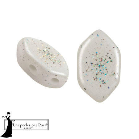 Glass beads Paros® by Puca® 7x4 mm - White Constellation x10g