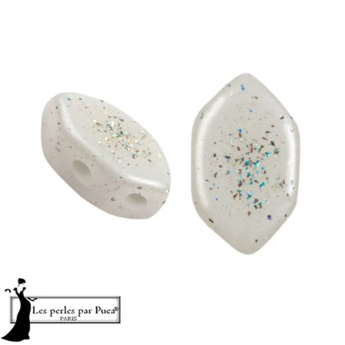 Glass beads Paros® by Puca® 7x4 mm - White Constellation x10g