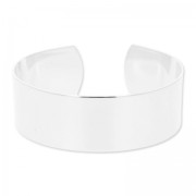 brass bracelet base 20x150mm silver tone  x1