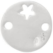 Spacer round 2 holes star 15 mm Silver 925 Sterling x1|raw }}
