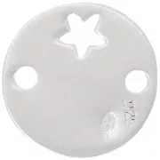 Spacer round 2 holes star 15 mm Silver 925 Sterling x1