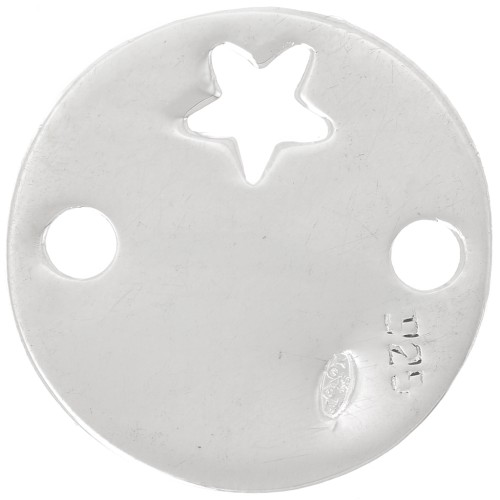 Spacer round 2 holes star 15 mm Silver 925 Sterling x1
