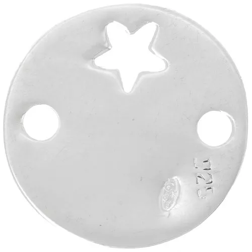 Spacer round 2 holes star 15 mm Silver 925 Sterling x1