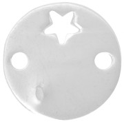Spacer round 2 holes star 15 mm Silver 925 Sterling x1