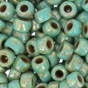 Matubo 7/0 Seed Beads - 3.5 mm Green Turquoise Picasso x 10 g