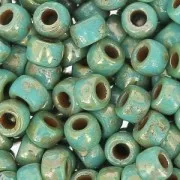 Matubo 7/0 Seed Beads - 3.5 mm Green Turquoise Picasso x 10 g