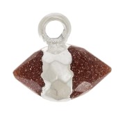 9x10.5 mm imitation gem faceted charm - Gold Stone - 925 Sterling Silver x1