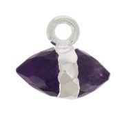 9x10.5 mm faceted gemstone charm - Amethyst - 925 Sterling Silver x1