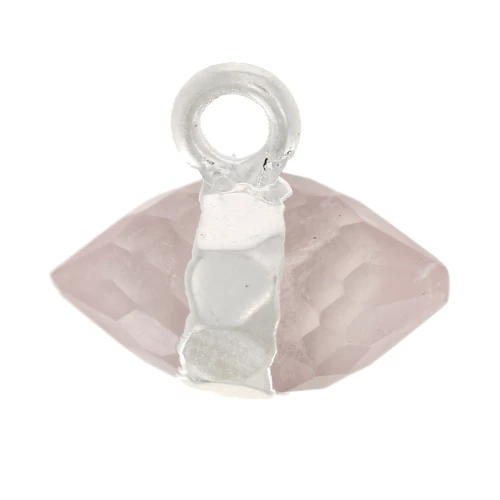 9x10.5 mm faceted gemstone charm - Rose Quartz - 925 Sterling Silver x1