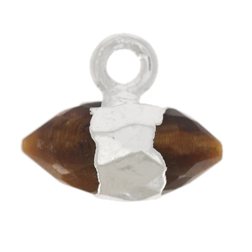 9x10.5 mm faceted gemstone charm - Tiger Eye - 925 Sterling Silver x1