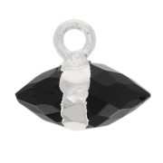 9x10.5 mm faceted gemstone charm - Black Onyx - 925 Sterling Silver x1|raw }}