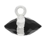 Onyx - 9x10.5 mm faceted gemstone charm - Black Onyx - 925 Sterling Silver x1 9x10.5 mm faceted gemstone charm - Black Onyx - 925 Sterling Silver x1
