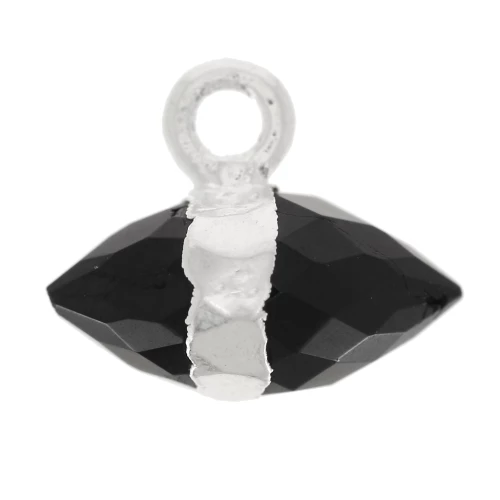 9x10.5 mm faceted gemstone charm - Black Onyx - 925 Sterling Silver x1