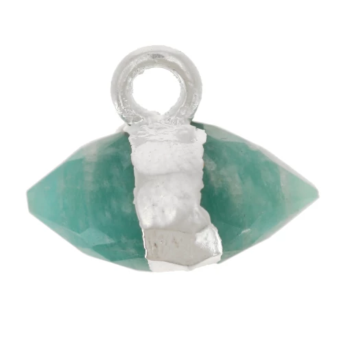 9x10.5 mm faceted gemstone charm - Amazonite - 925 Sterling Silver x1