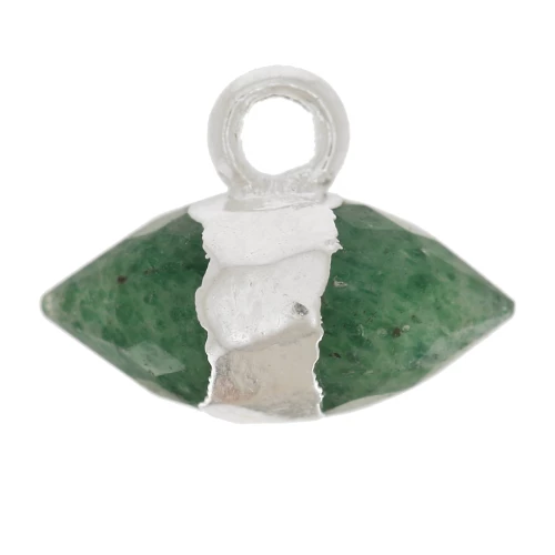 9x10.5 mm faceted gemstone charm - Aventurine - 925 Sterling Silver x1