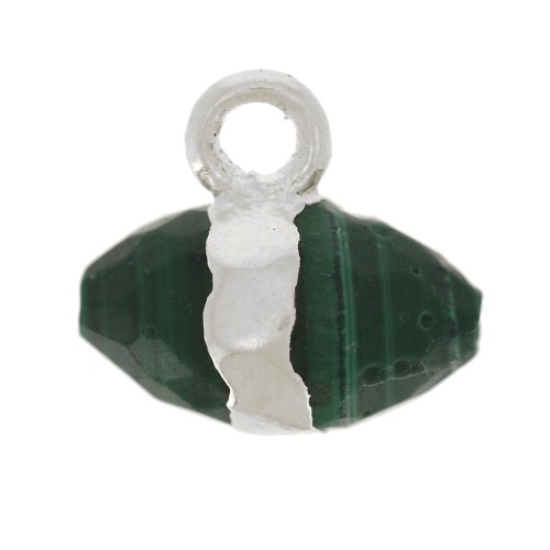 9x10.5 mm faceted gemstone charm - Malachite - 925 Sterling Silver x1