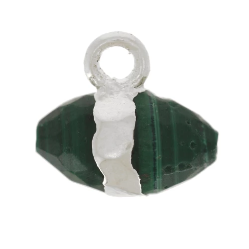 9x10.5 mm faceted gemstone charm - Malachite - 925 Sterling Silver x1
