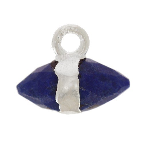 9x10.5 mm faceted gemstone charm - Lapis lazuli - 925 Sterling Silver x1