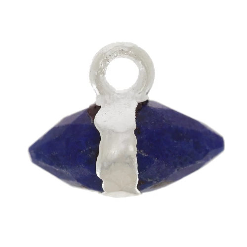 9x10.5 mm faceted gemstone charm - Lapis lazuli - 925 Sterling Silver x1